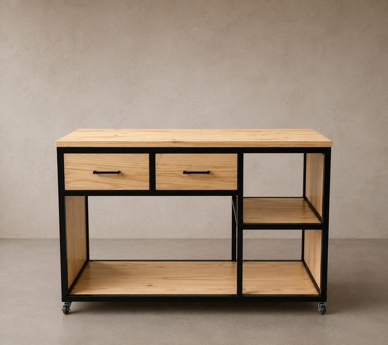 Isla industrial para quincho · 140 × 100 × 60 cm · Córdoba — mueble a medida de RGM Soluciones